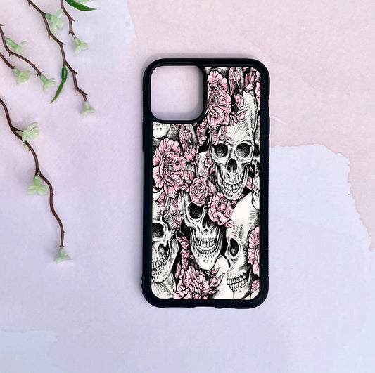 Phone Case Only!! Pink Floral Skulls