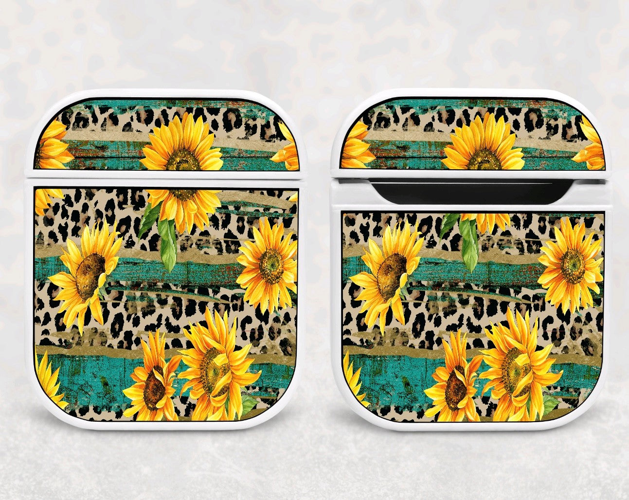 Air Pod Case - Rustic Leopard Sunflower