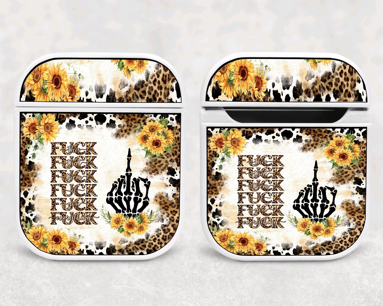 Air Pod Case - Leopard Sunflower Cow Print F**k