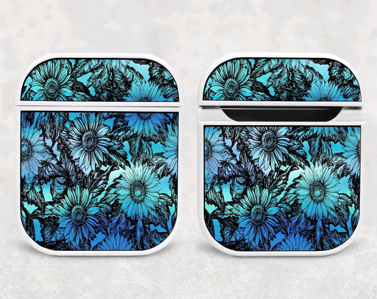 Air Pod Case - Blue Tie Dye Sunflowers