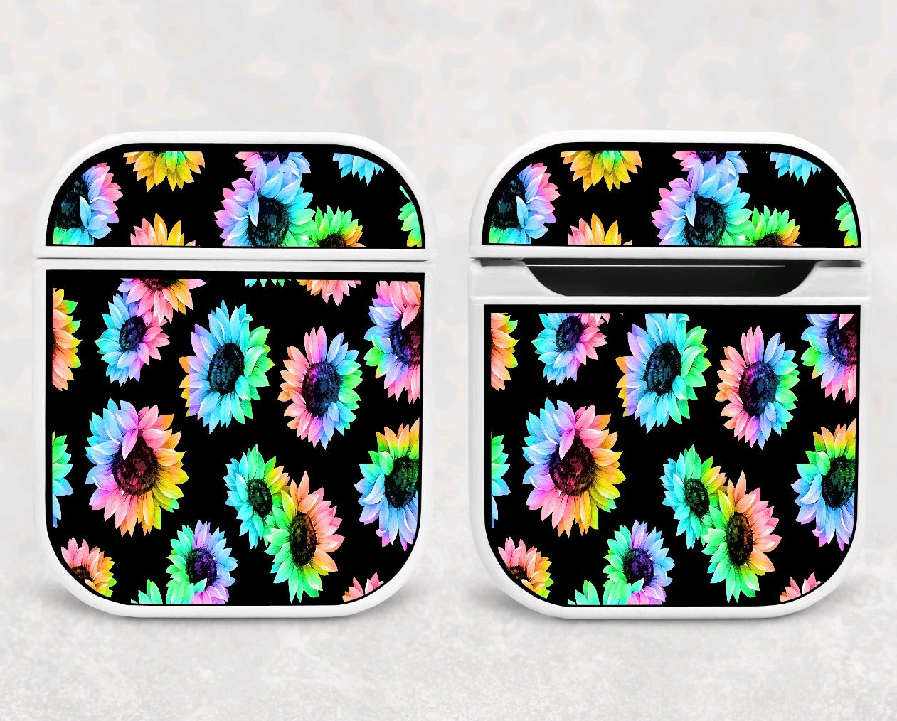 Air Pod Case - Dark Rainbow Sunflowers